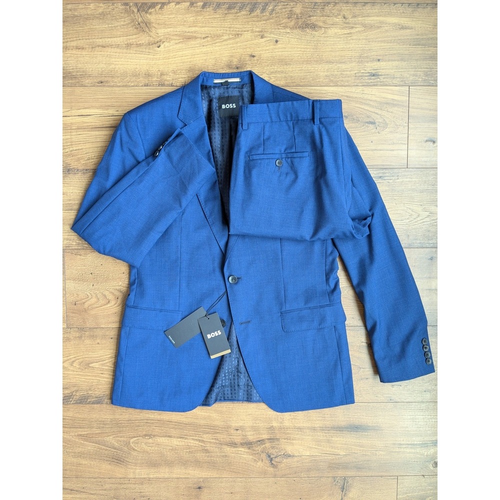 NWT Hugo Boss Mens Blue Reda Super 110 Virgin Wool Slim Fit Suit 42R READ